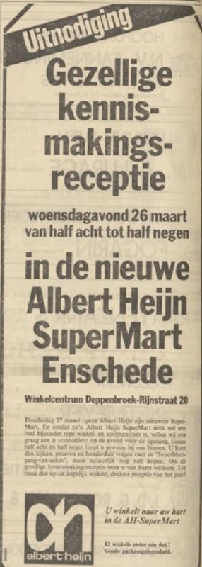 Rijnstraat 20 Winkelcentrum Deppenbroek supermarkt Albert Heijn advertentie Tubantia 25-3-1969.jpg